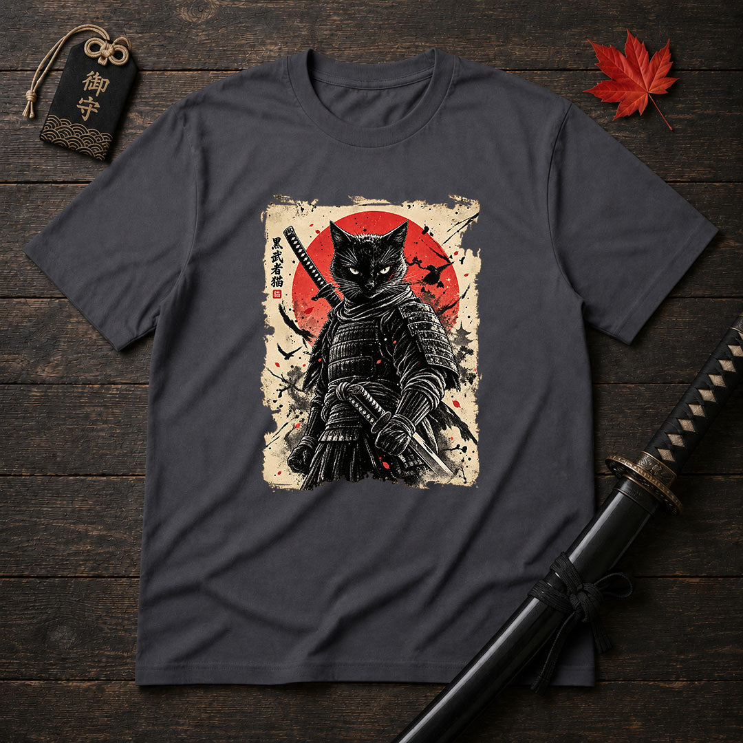 Black Samurai Cat T-Shirt