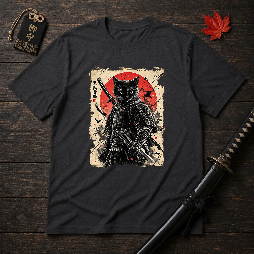 Black Samurai Cat T-Shirt
