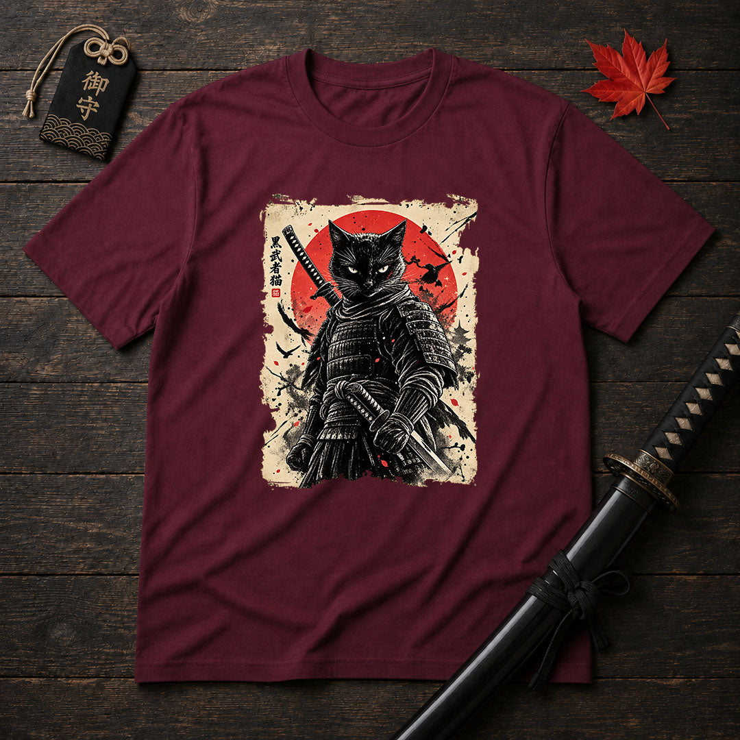 Black Samurai Cat T-Shirt