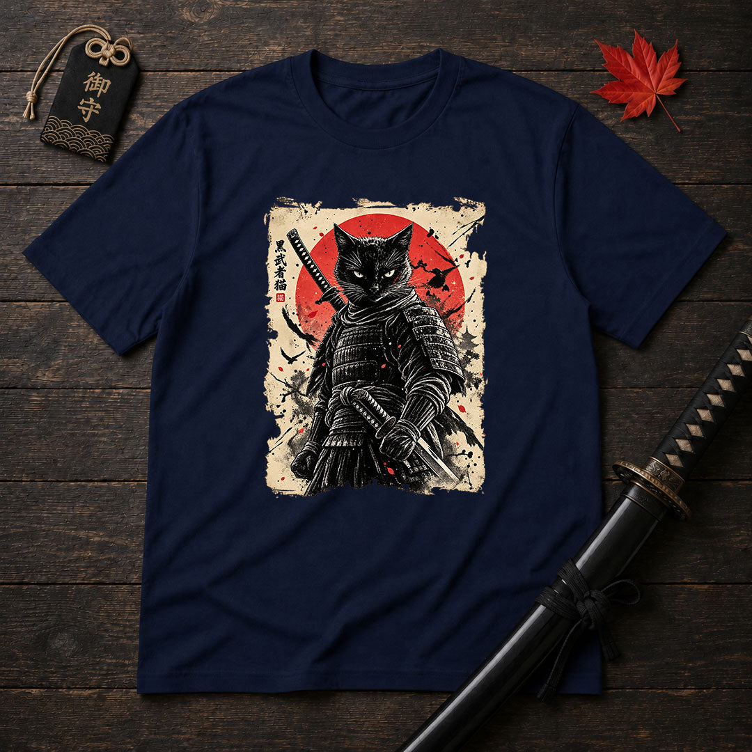 Black Samurai Cat T-Shirt