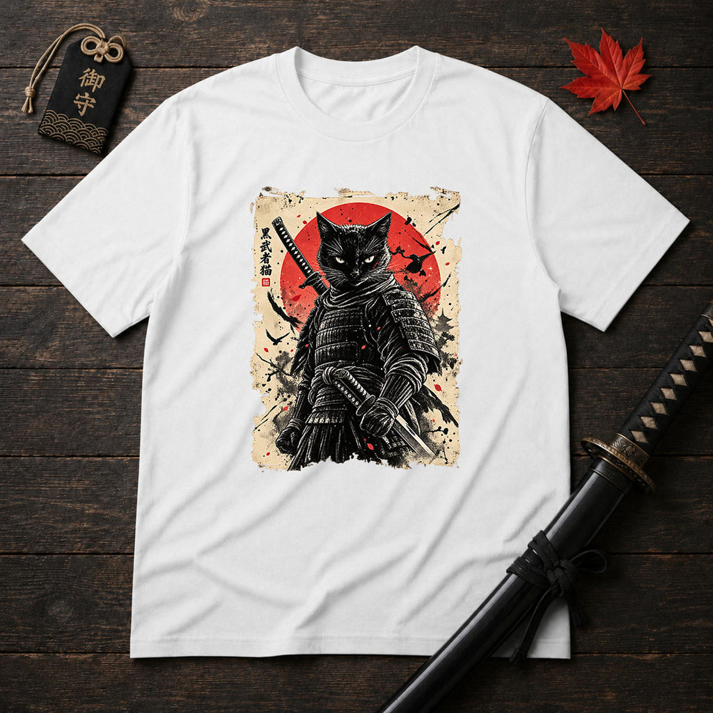 Black Samurai Cat T-Shirt