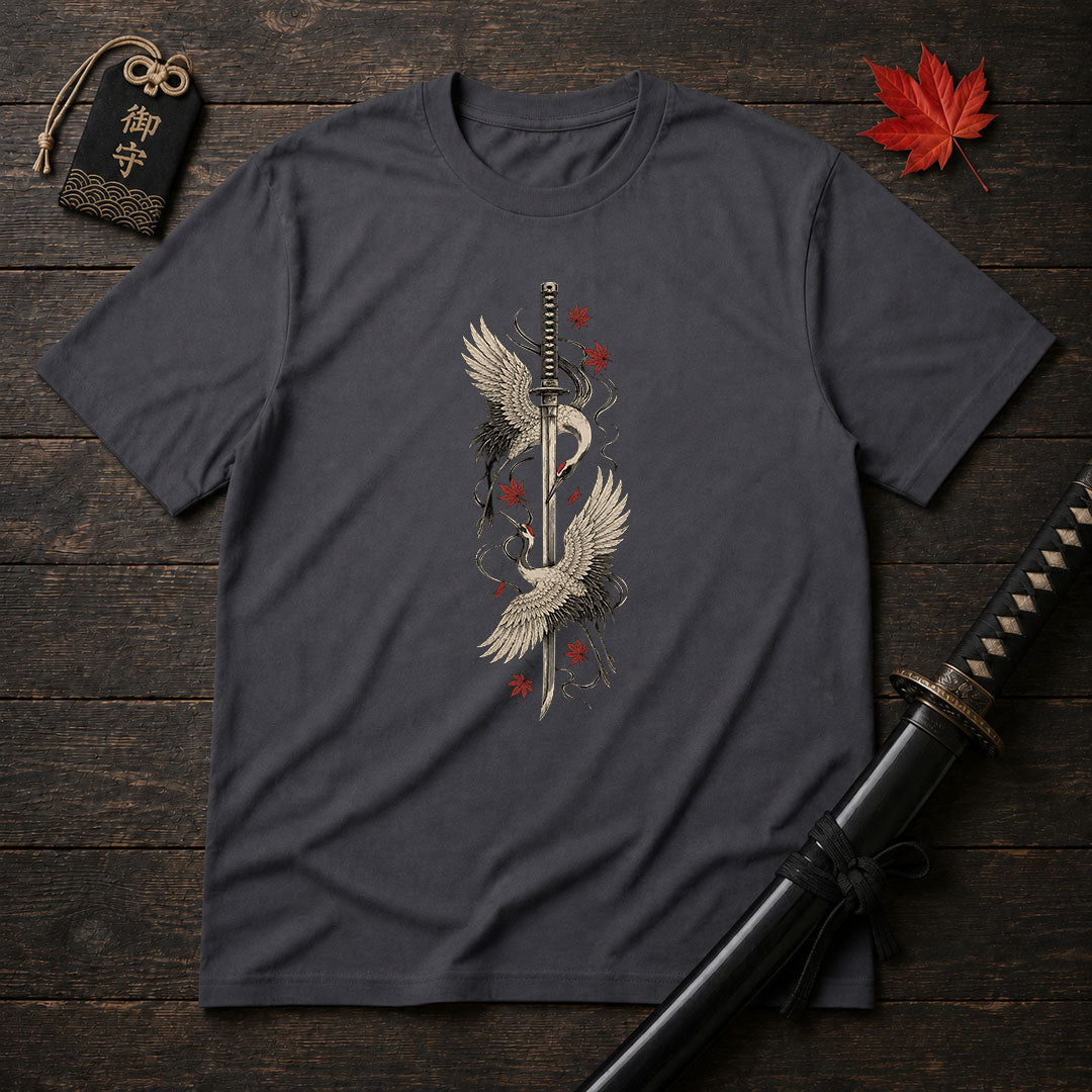 Cranes And Katana T-Shirt