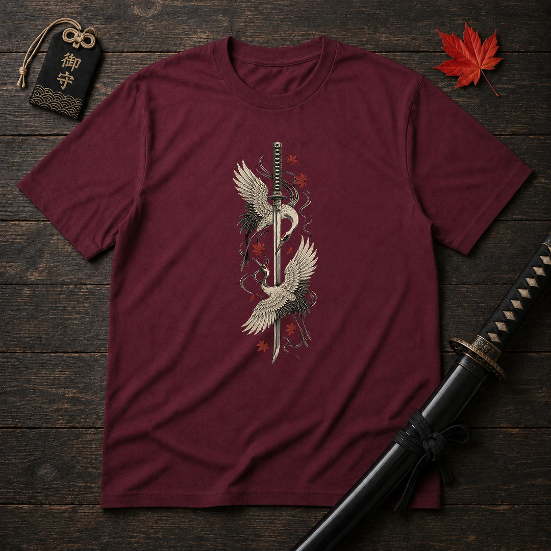 Cranes And Katana T-Shirt