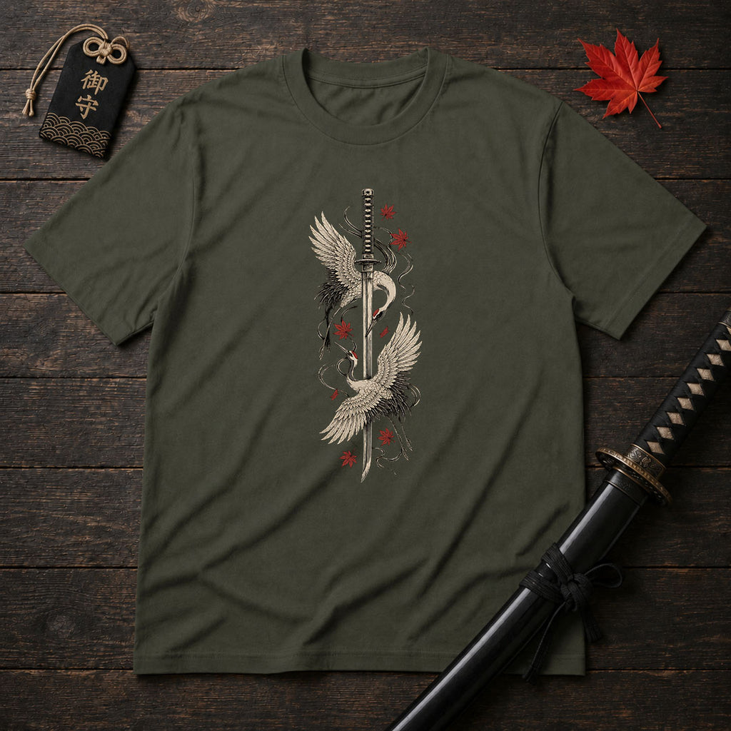 Cranes And Katana T-Shirt