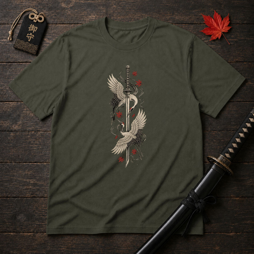 Cranes And Katana T-Shirt