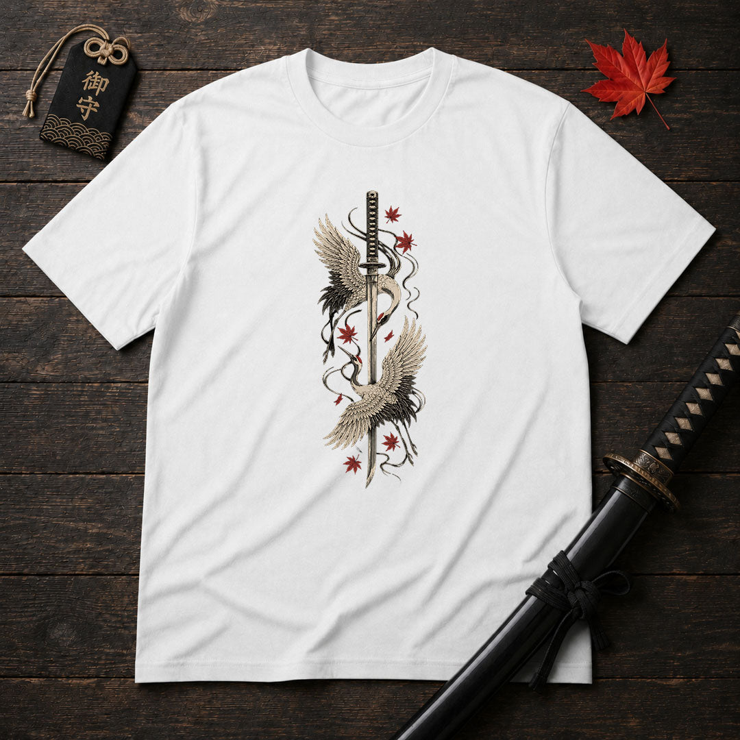 Cranes And Katana T-Shirt