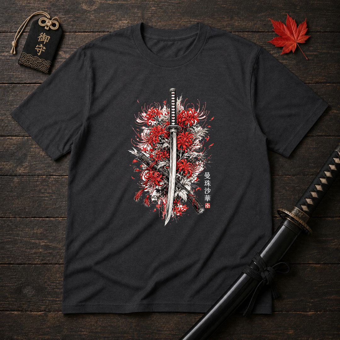 Crimson Spider Lilies And Katana T-Shirt