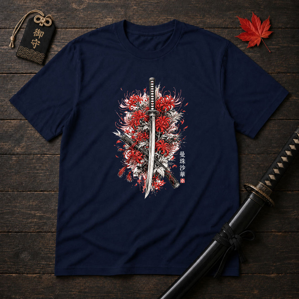 Crimson Spider Lilies And Katana T-Shirt