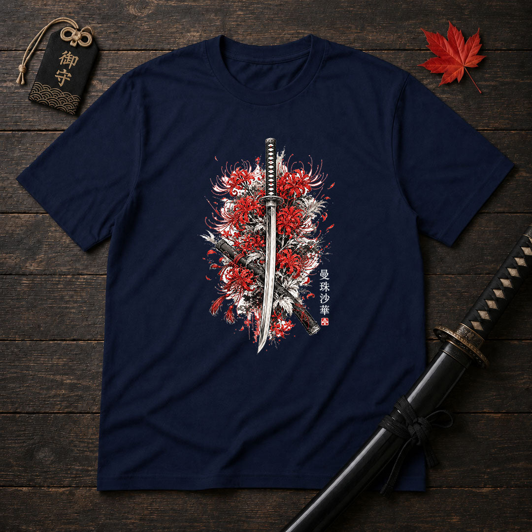 Crimson Spider Lilies And Katana T-Shirt