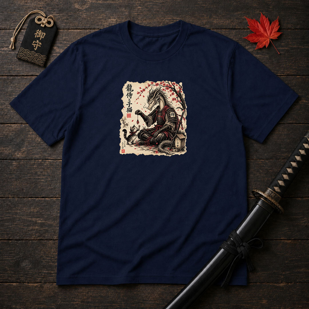 Dragon Samurai And Kitten T-Shirt