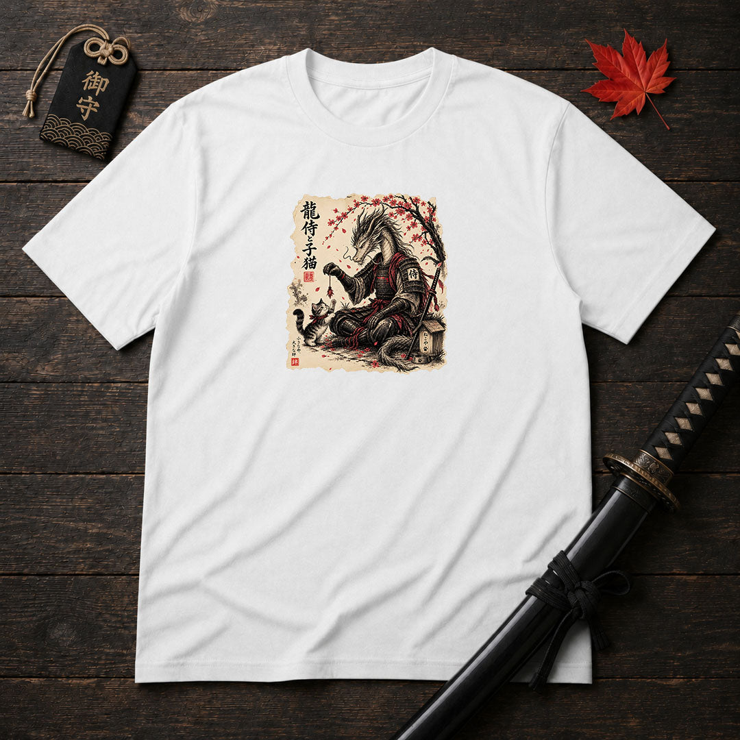 Dragon Samurai And Kitten T-Shirt