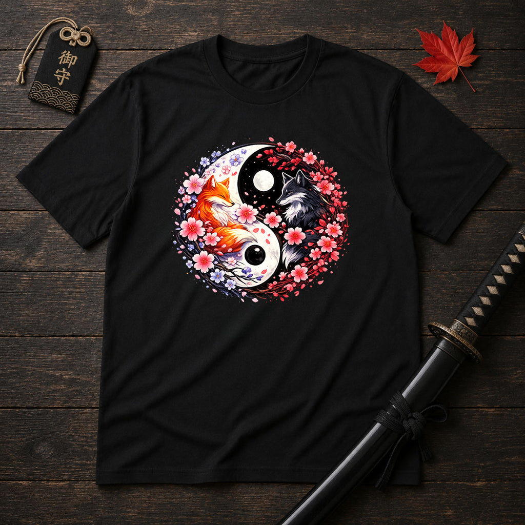 Fox And Wolf Yin Yang T-Shirt