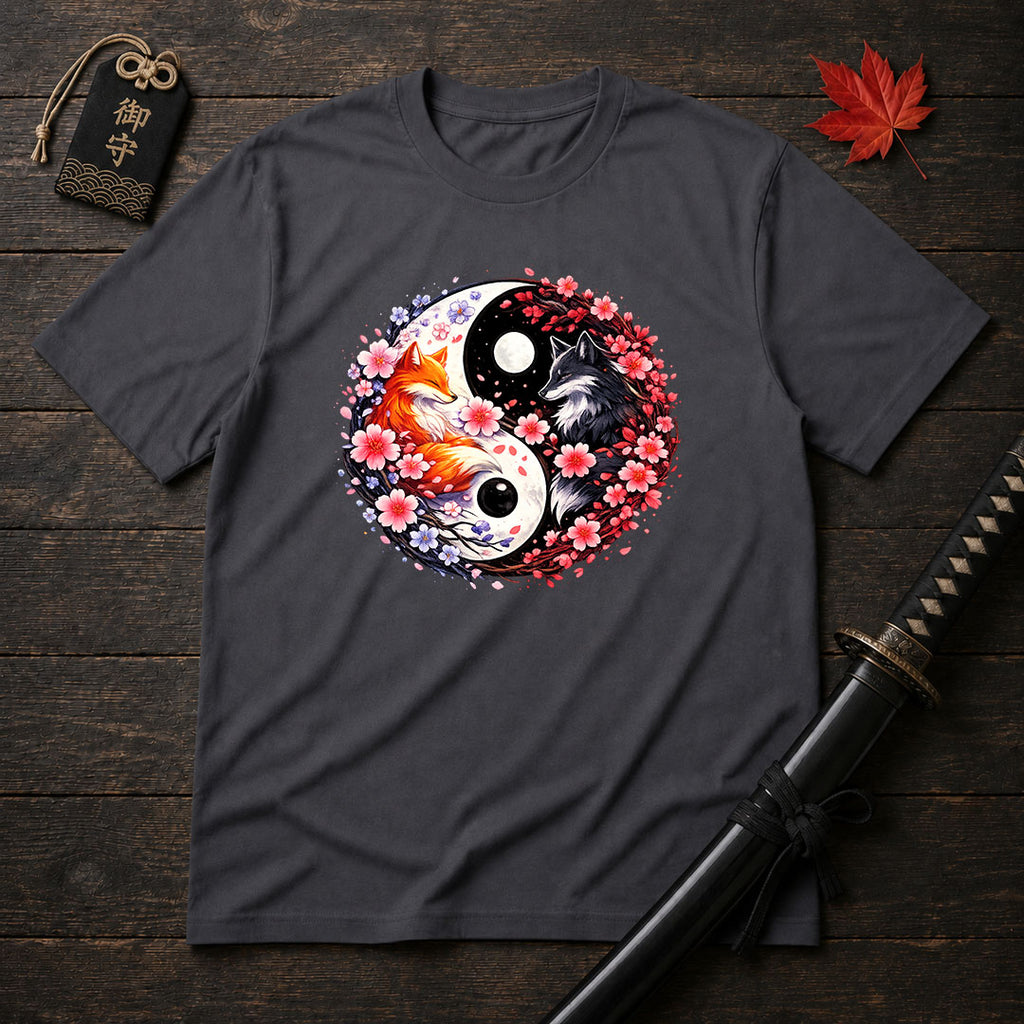 Fox And Wolf Yin Yang T-Shirt