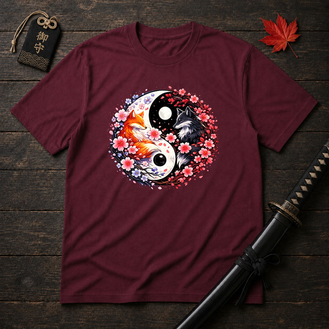 Fox And Wolf Yin Yang T-Shirt