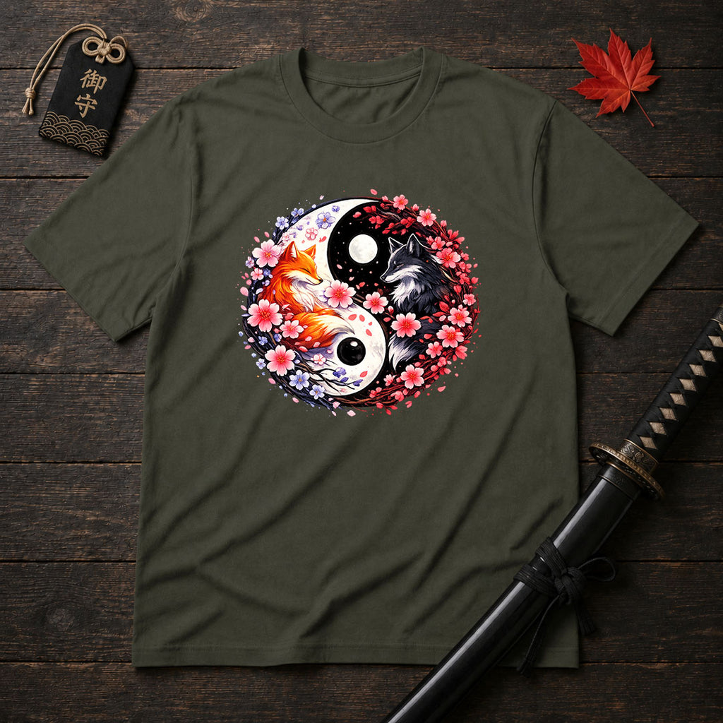 Fox And Wolf Yin Yang T-Shirt