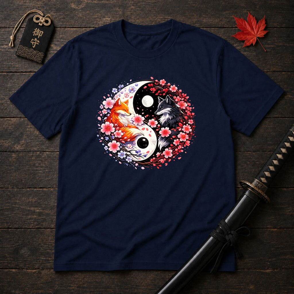 Fox And Wolf Yin Yang T-Shirt