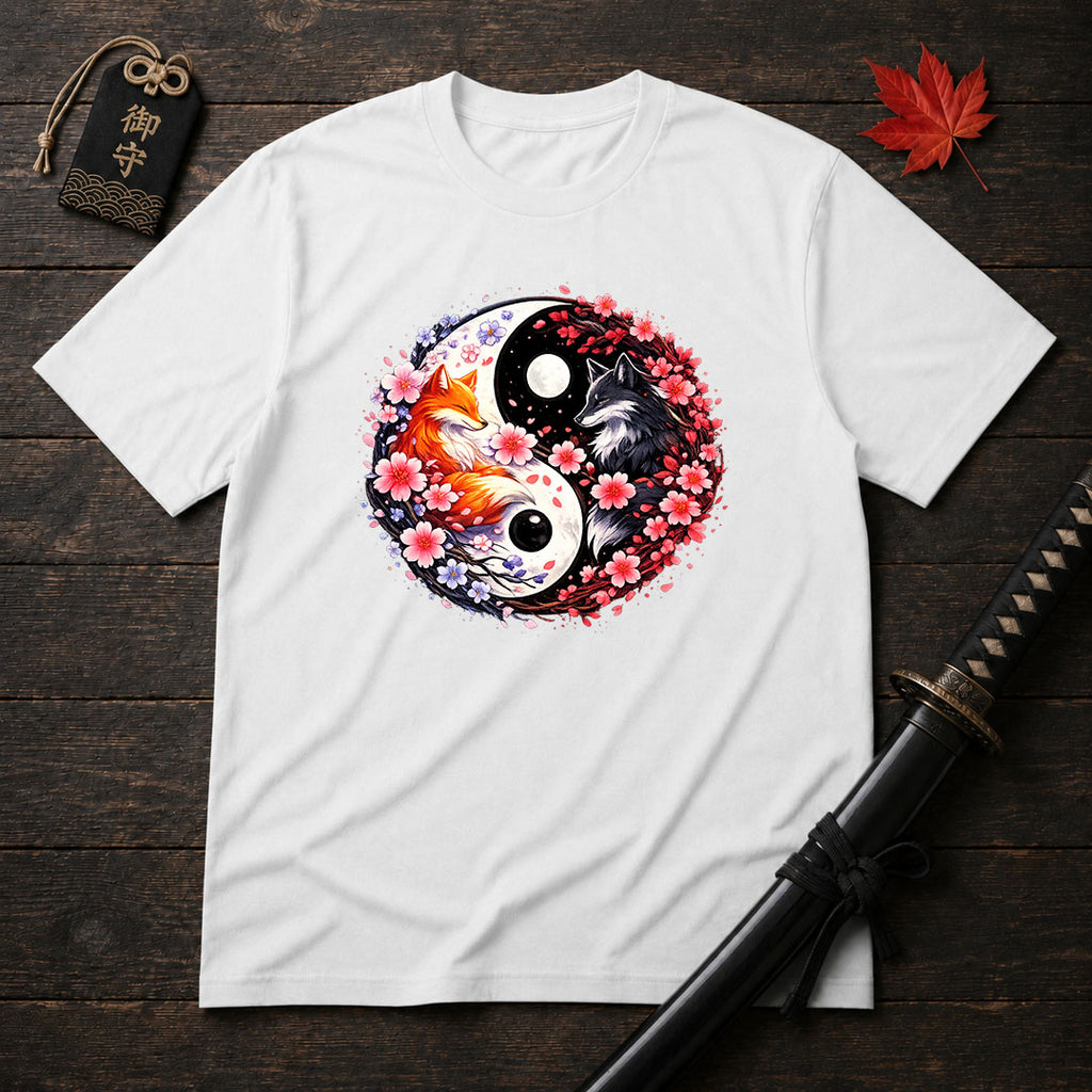 Fox And Wolf Yin Yang T-Shirt
