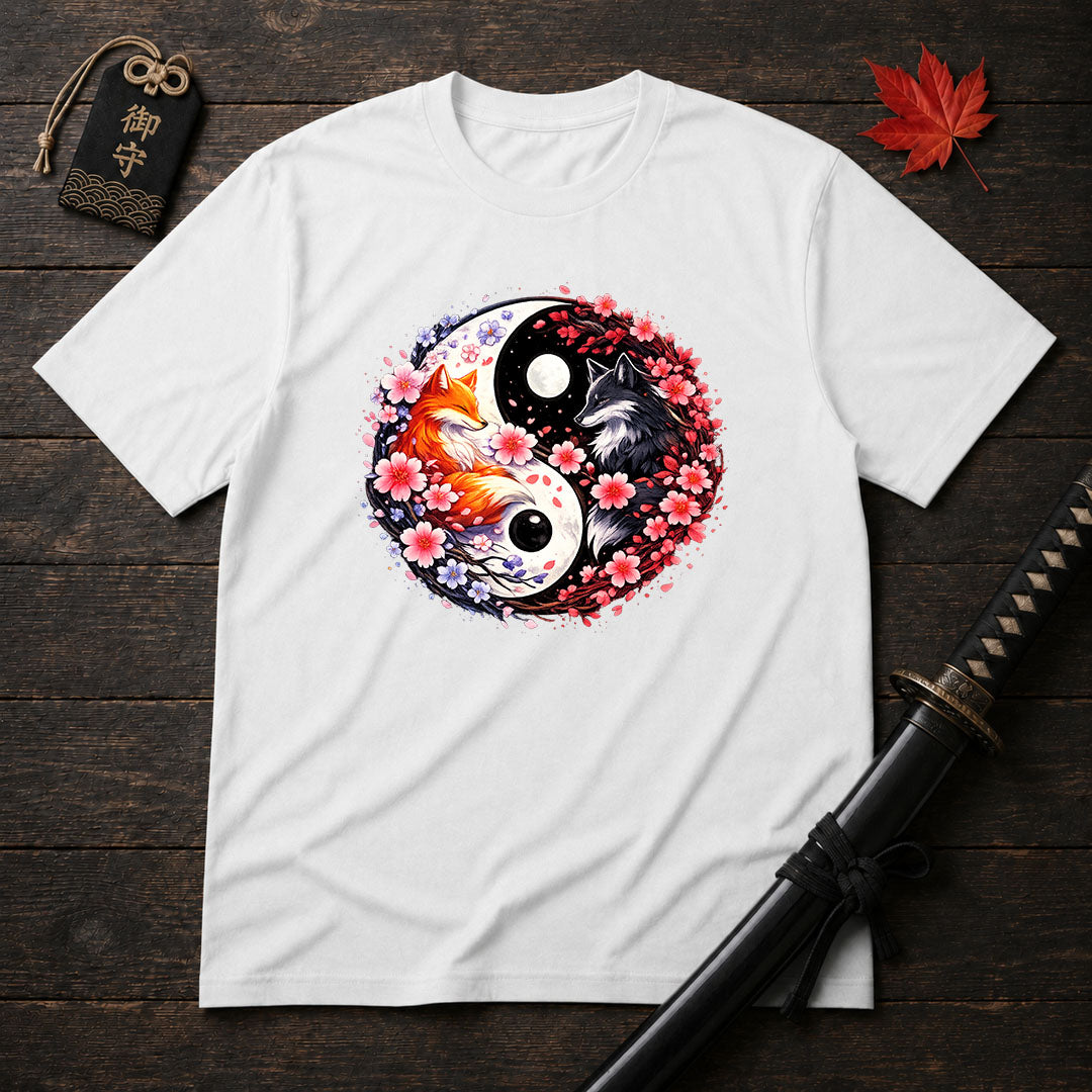 Fox And Wolf Yin Yang T-Shirt