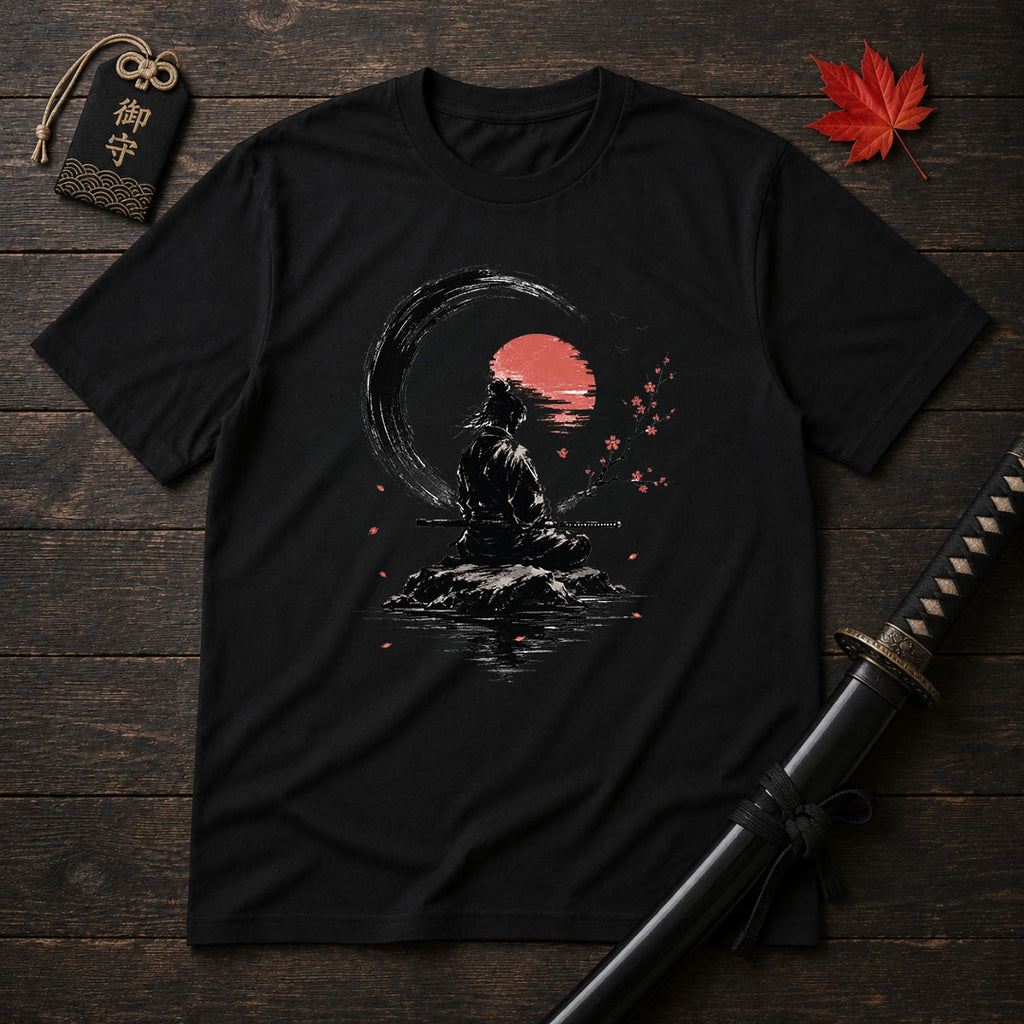 Meditating Samurai Silhouette T-Shirt