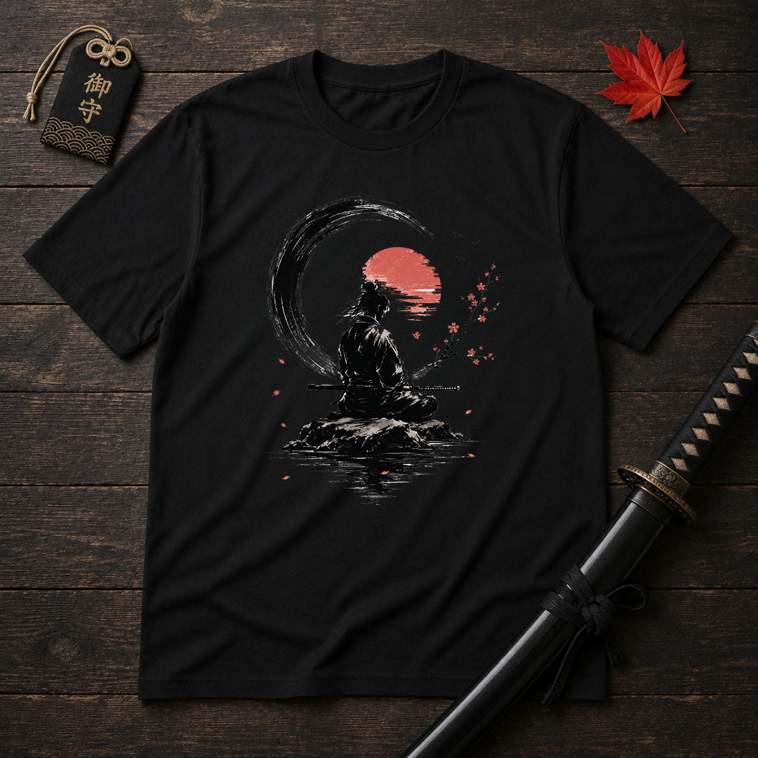 Meditating Samurai Silhouette T-Shirt
