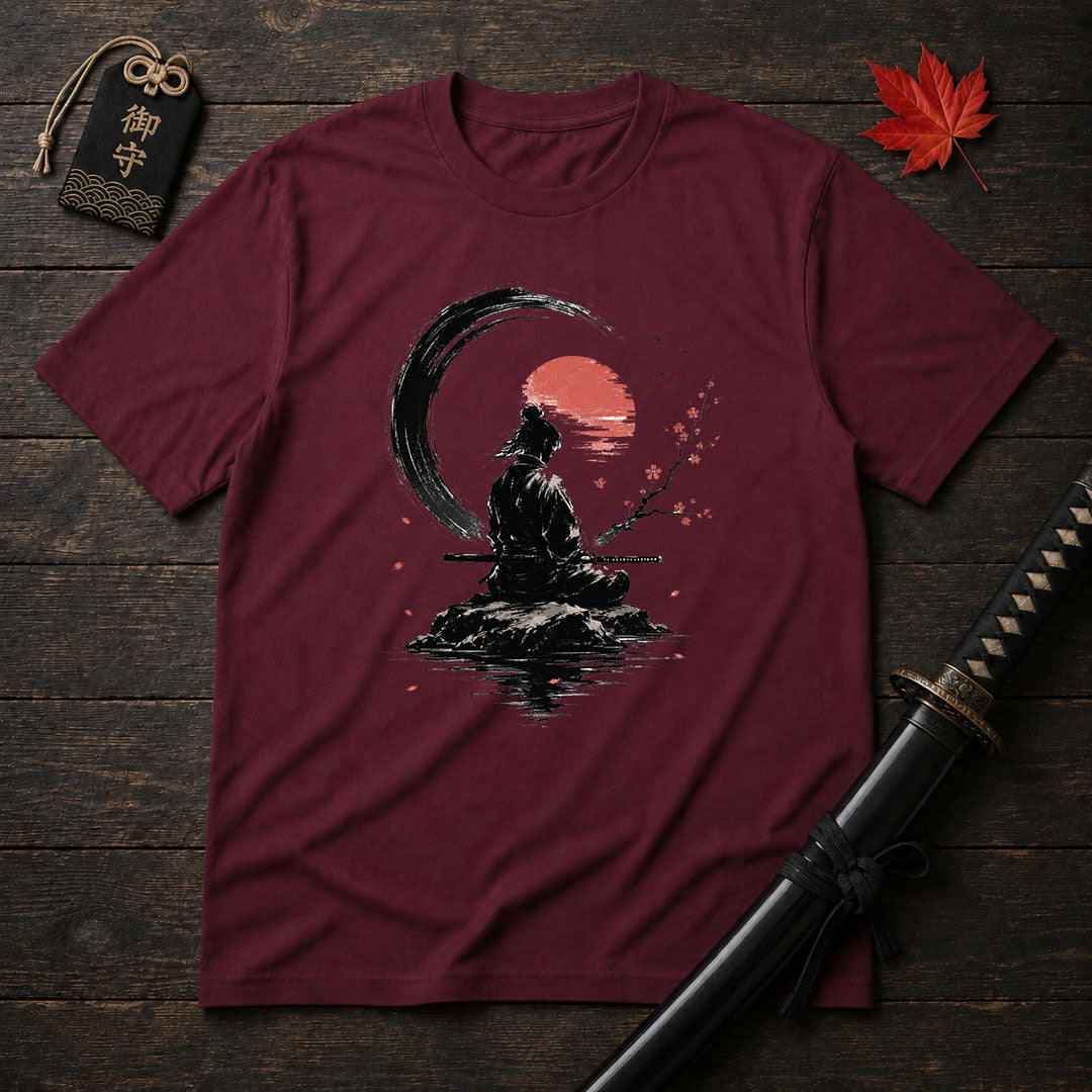 Meditating Samurai Silhouette T-Shirt