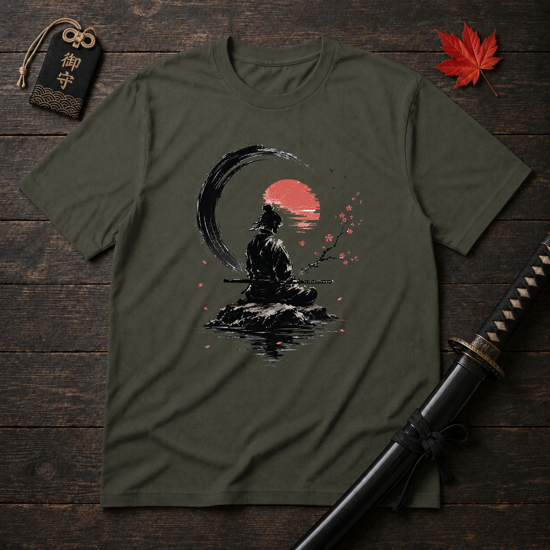Meditating Samurai Silhouette T-Shirt