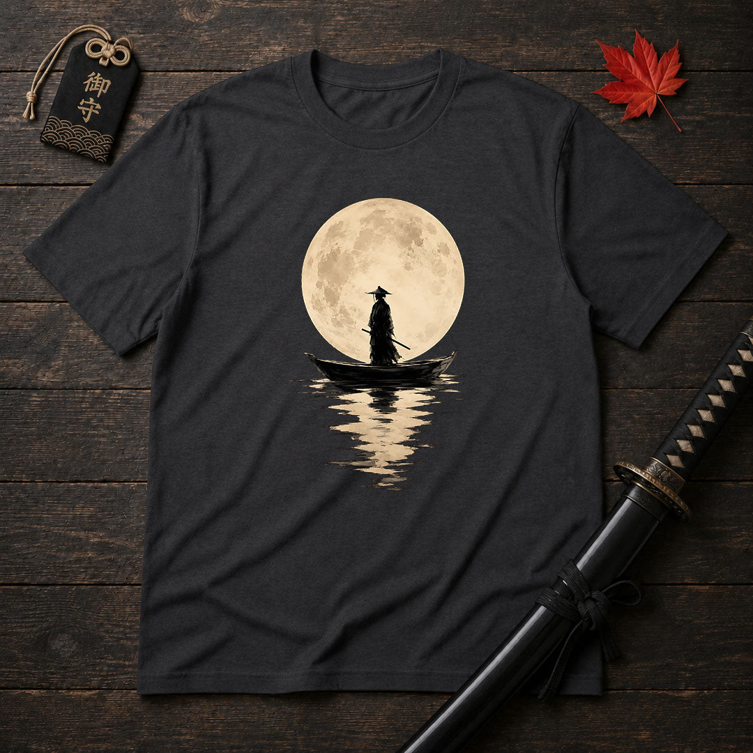 Moonlit Samurai On Boat T-Shirt