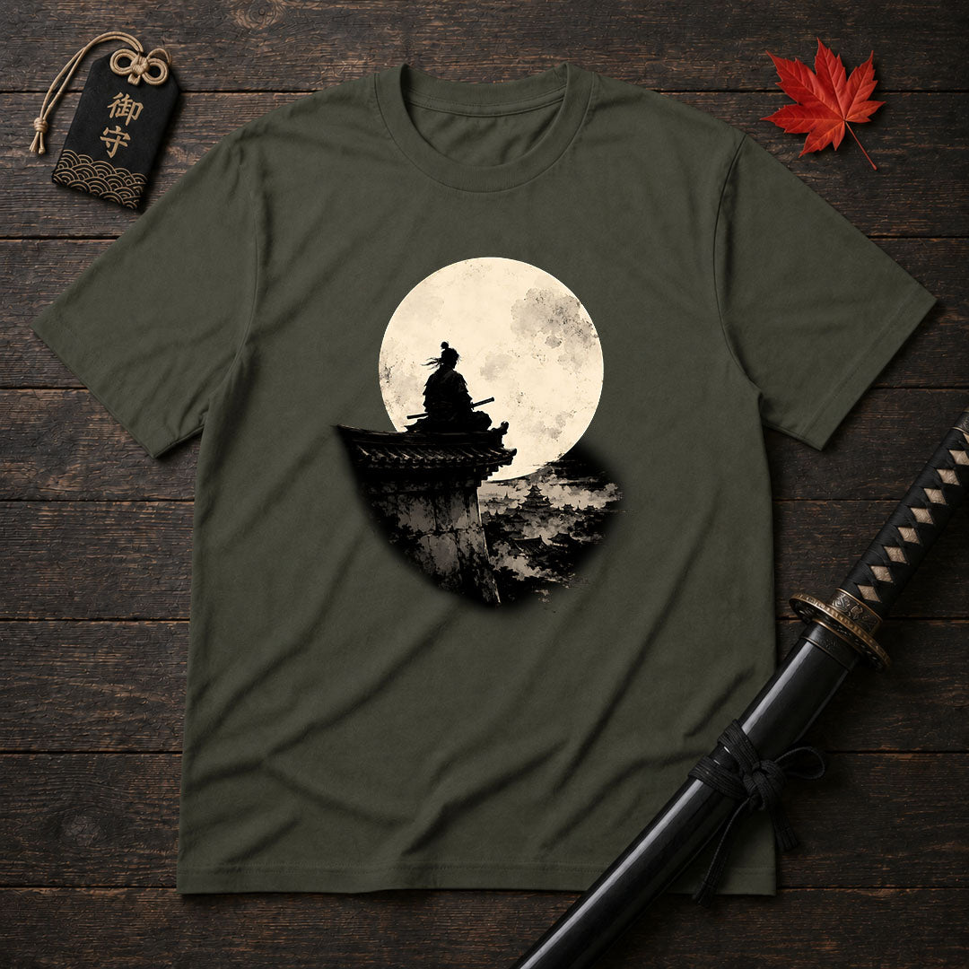 Moonlit Samurai Silhouette T-Shirt