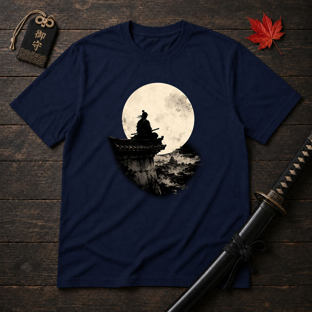 Moonlit Samurai Silhouette T-Shirt