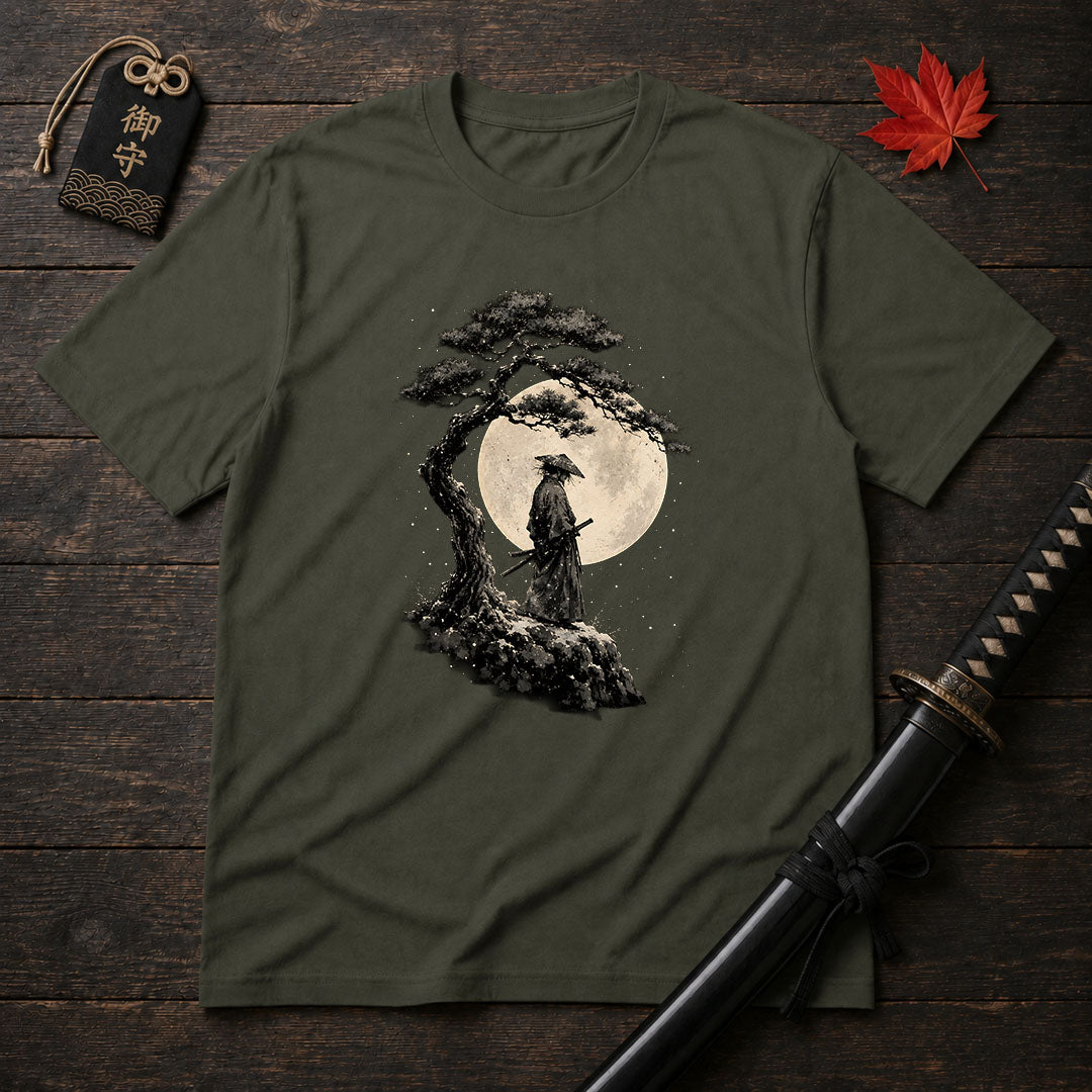 Moonlit Samurai Under Pine T-Shirt