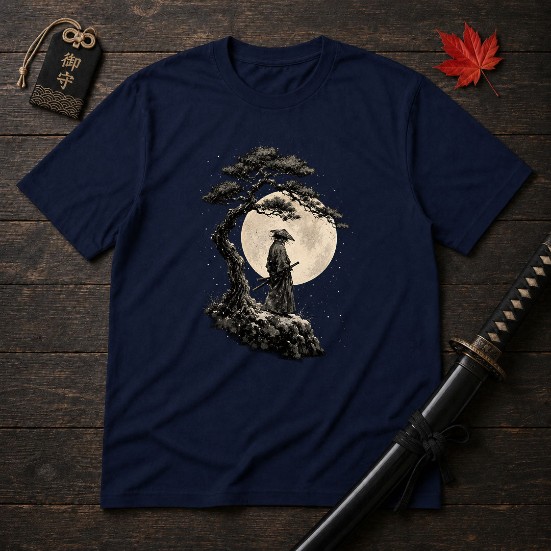 Moonlit Samurai Under Pine T-Shirt
