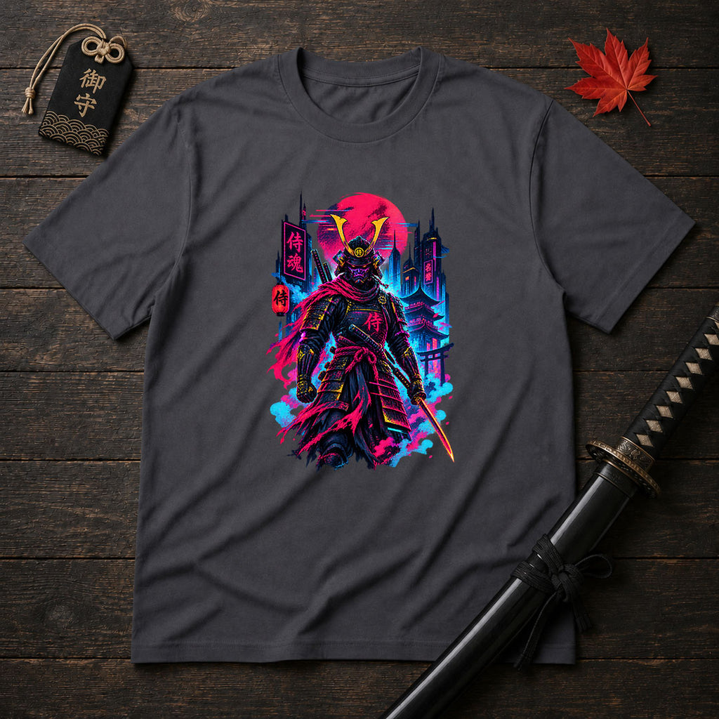 Neon Samurai Cityscape T-Shirt