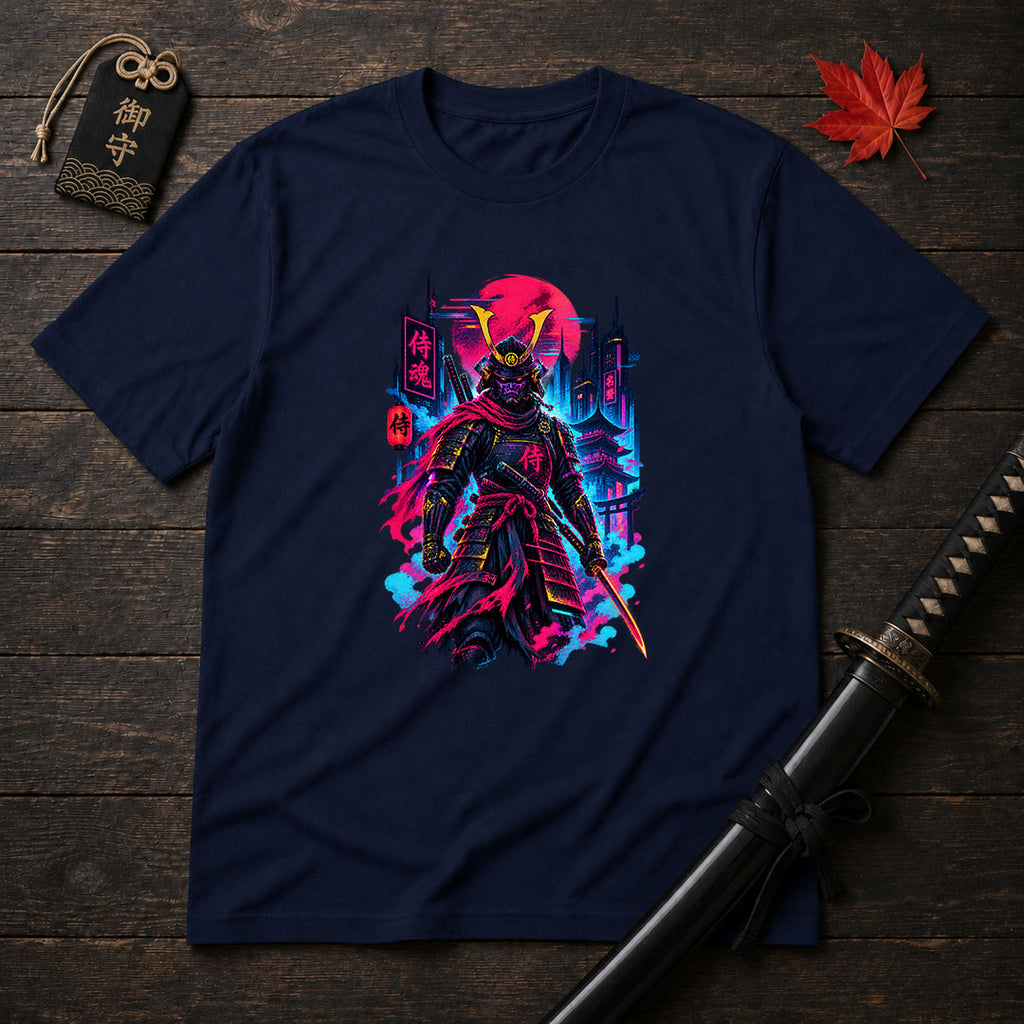 Neon Samurai Cityscape T-Shirt