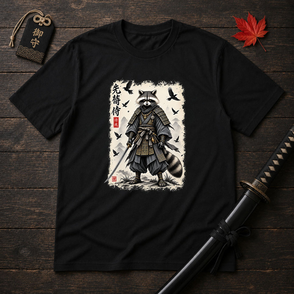 Raccoon Samurai Warrior T-Shirt