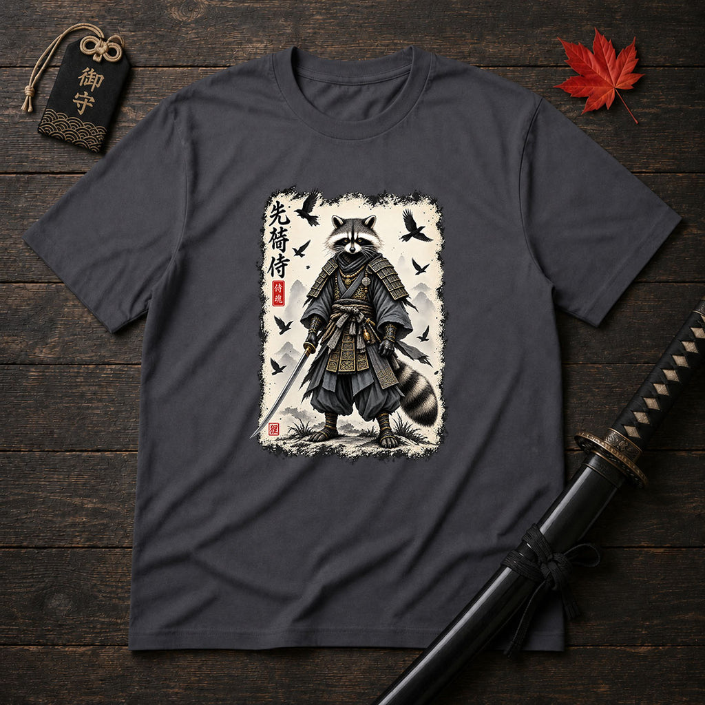 Raccoon Samurai Warrior T-Shirt