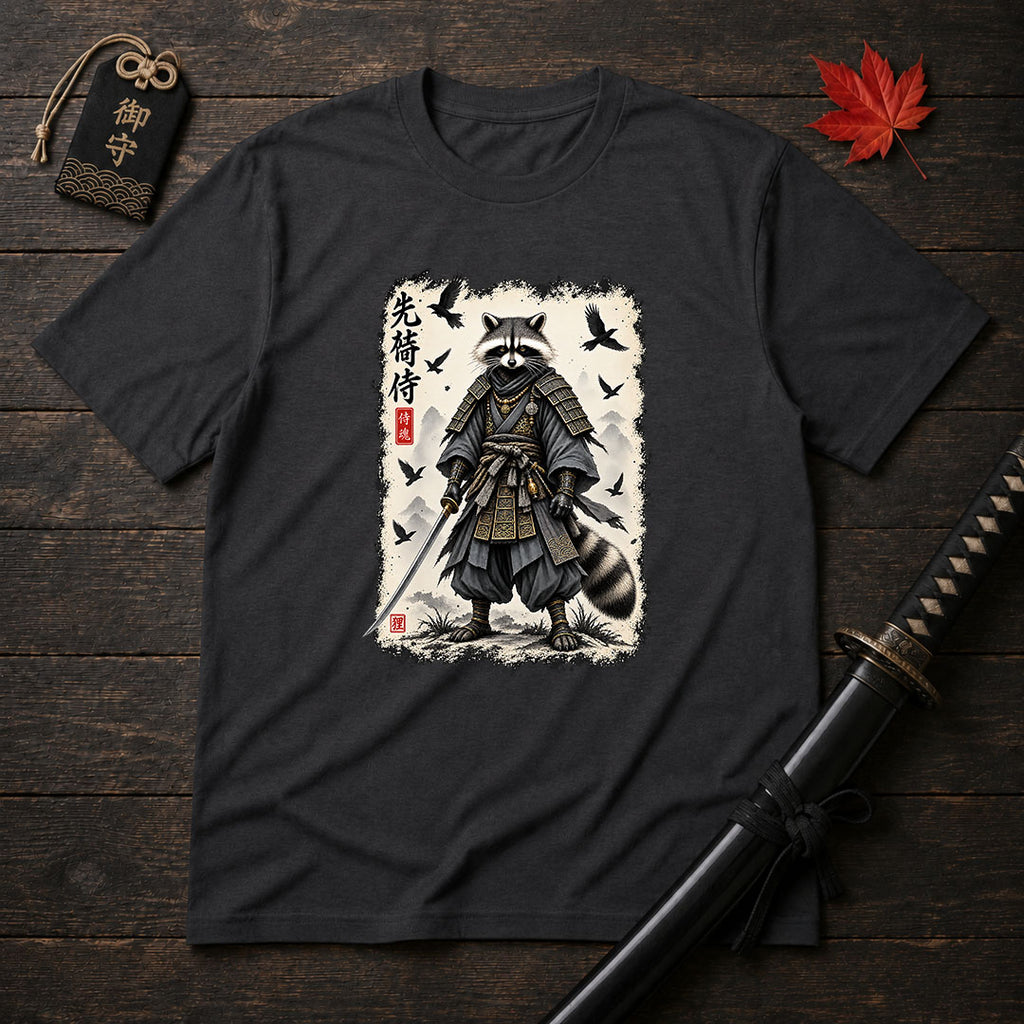 Raccoon Samurai Warrior T-Shirt