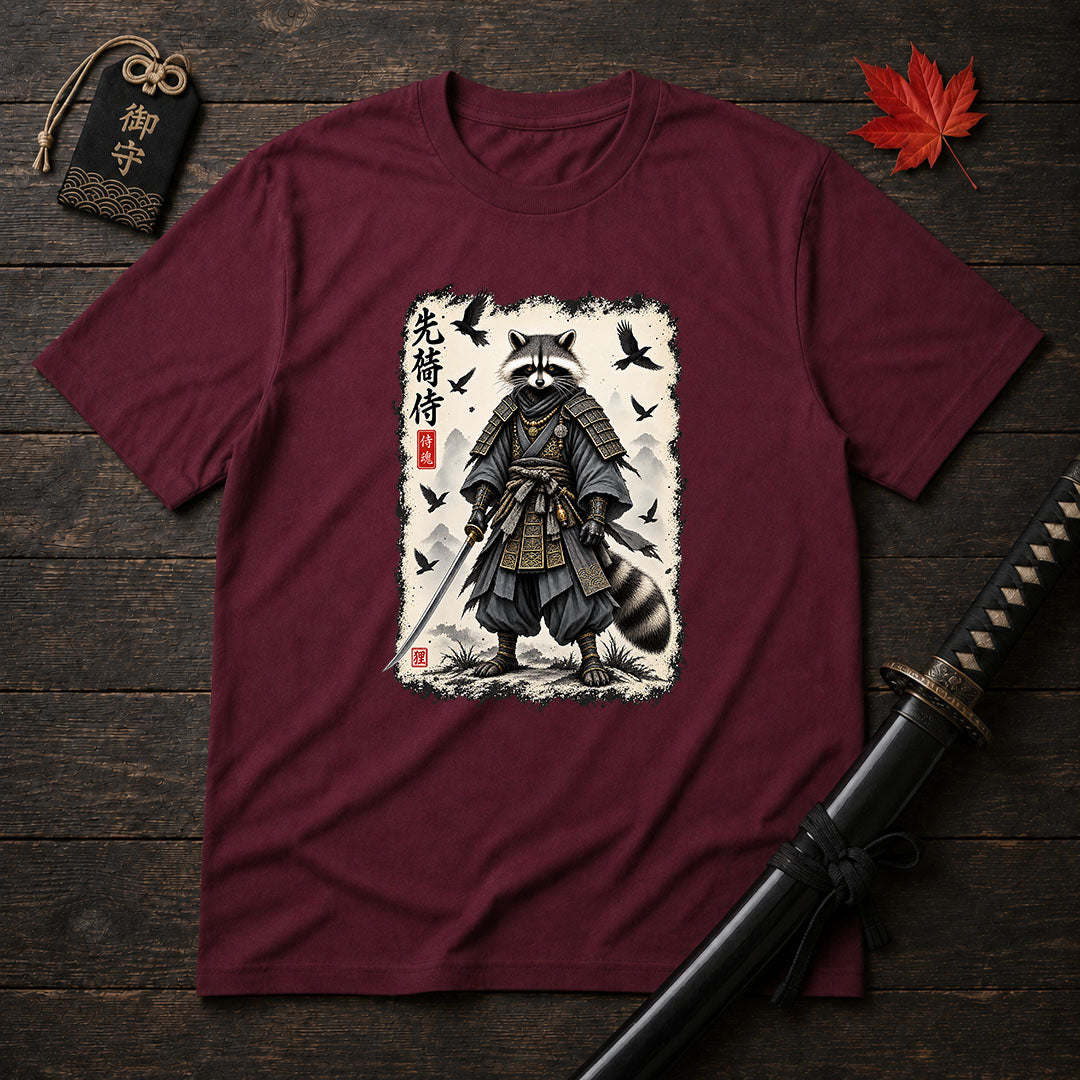 Raccoon Samurai Warrior T-Shirt