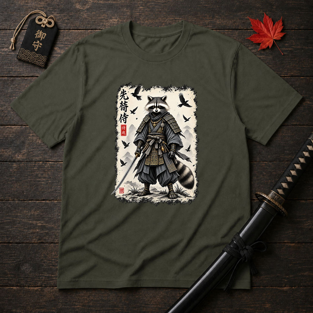 Raccoon Samurai Warrior T-Shirt