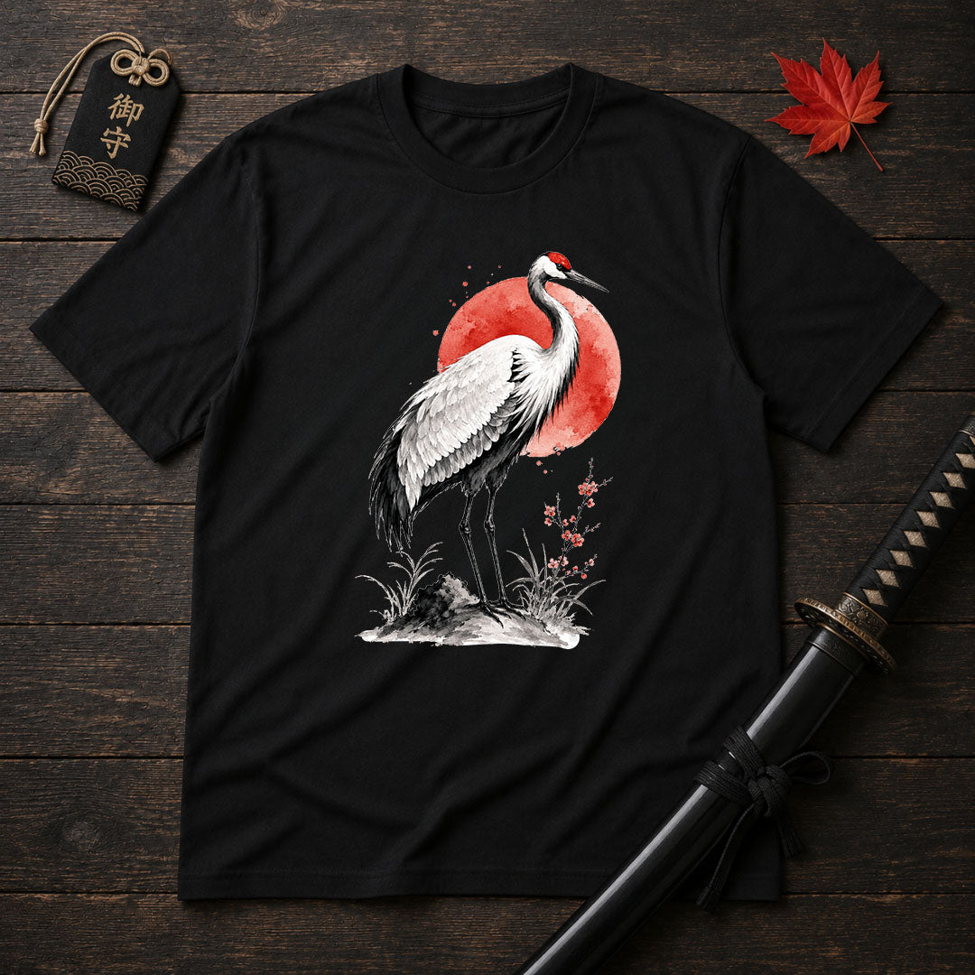 Red Sun Crane T-Shirt