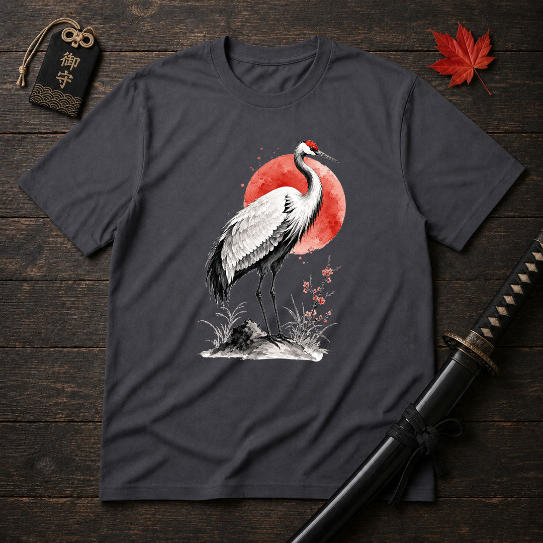 Red Sun Crane T-Shirt