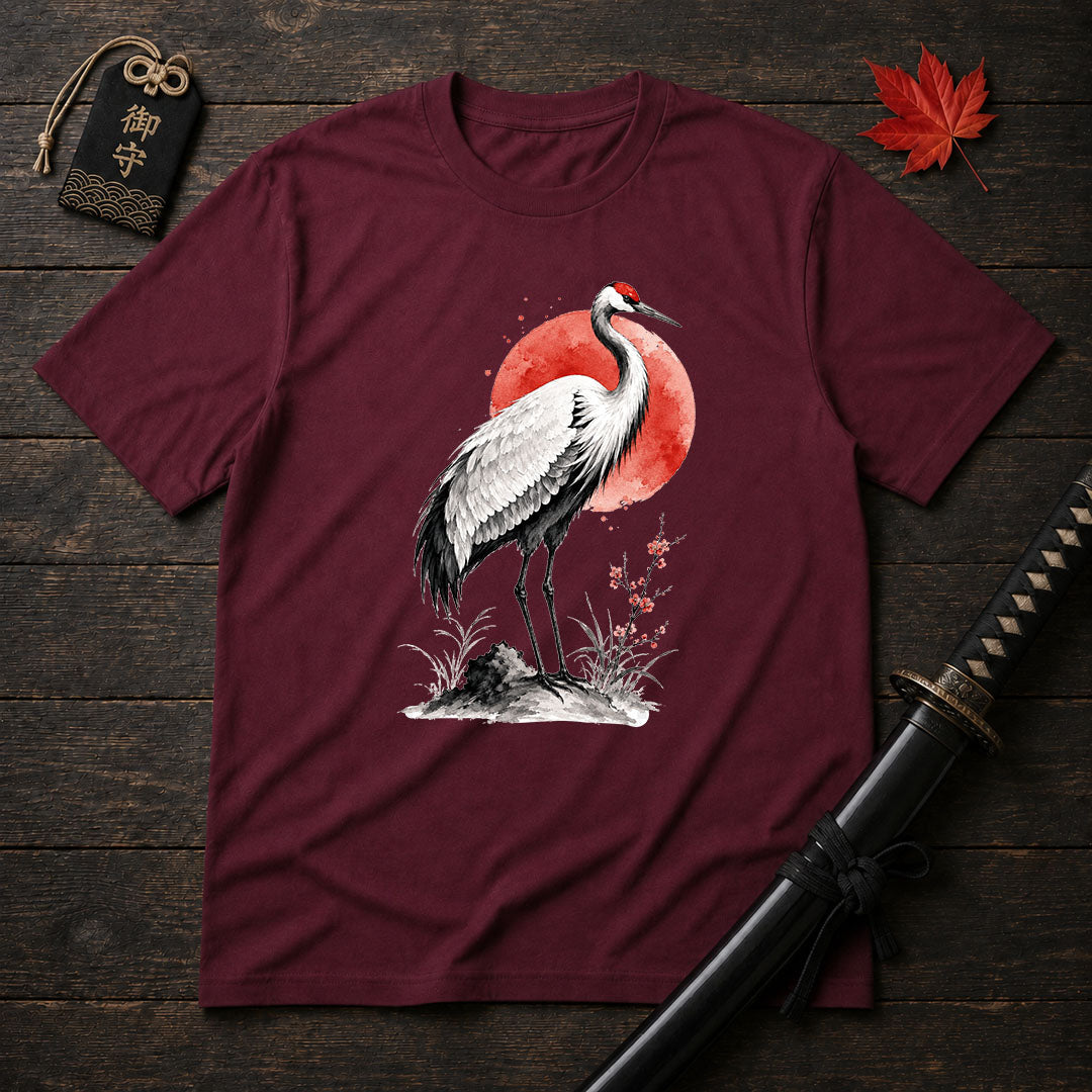 Red Sun Crane T-Shirt
