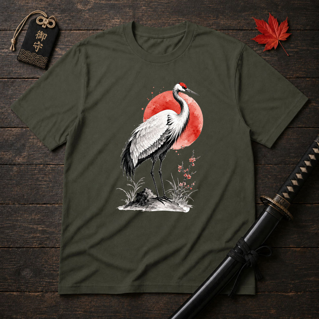 Red Sun Crane T-Shirt