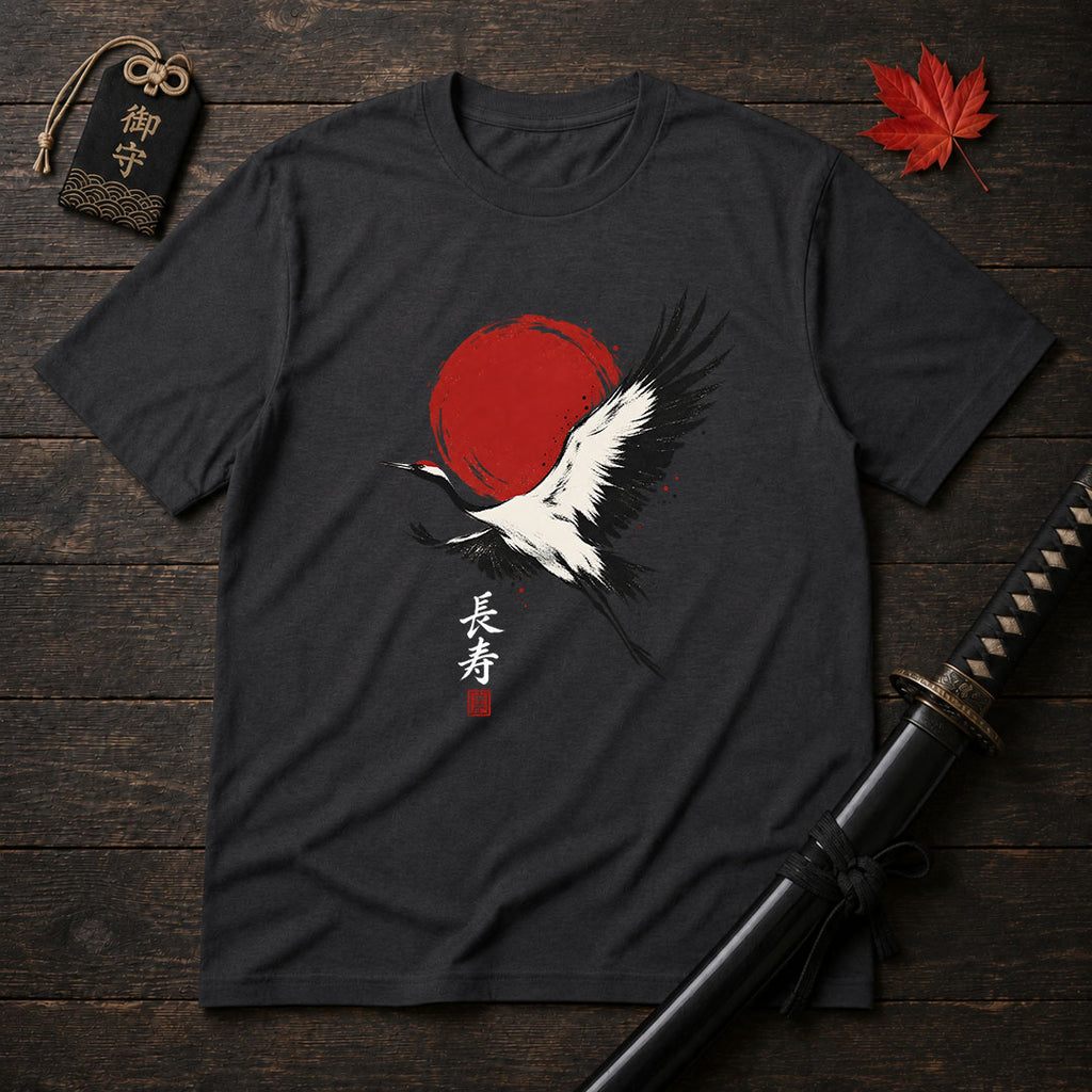 Red Sun Flying Crane T-Shirt