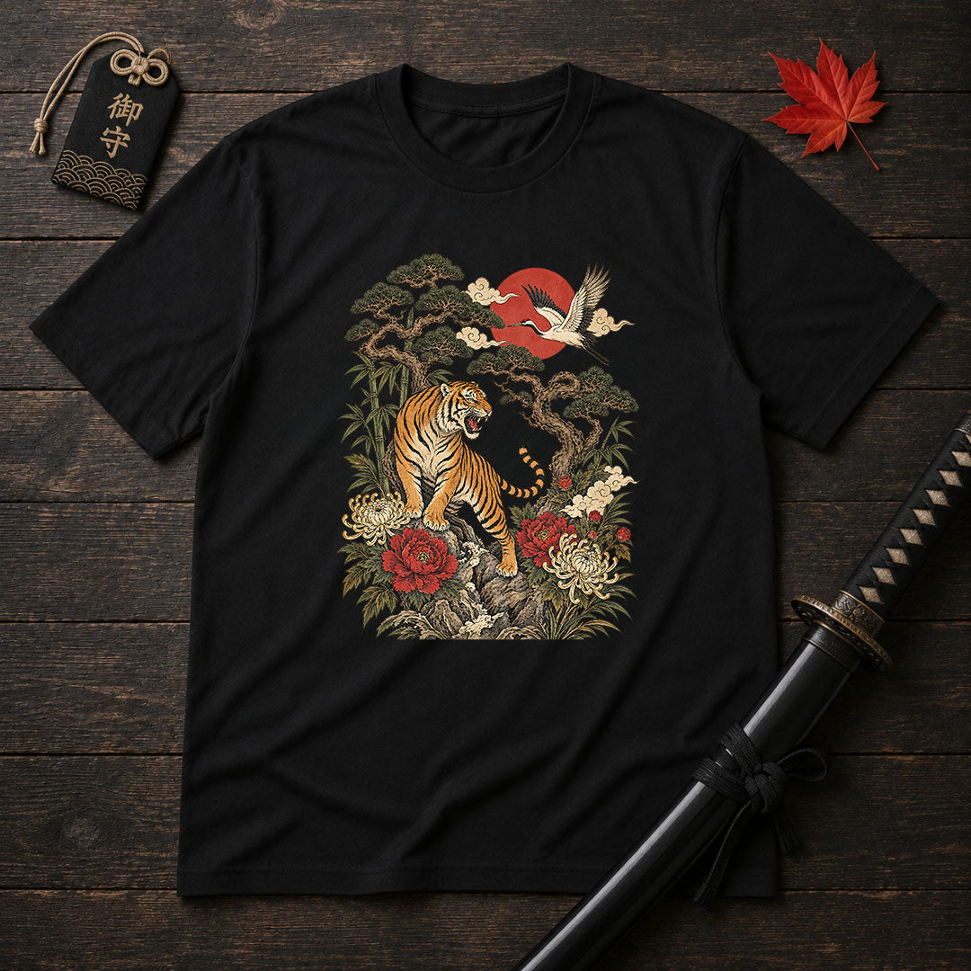 Roaring Tiger And Crane T-Shirt