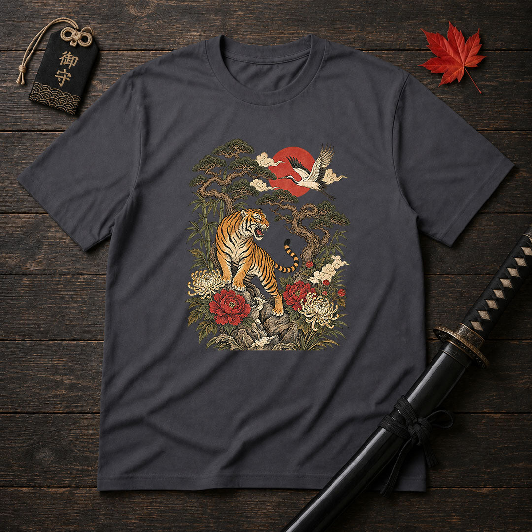 Roaring Tiger And Crane T-Shirt