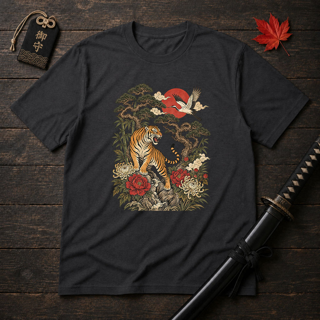 Roaring Tiger And Crane T-Shirt