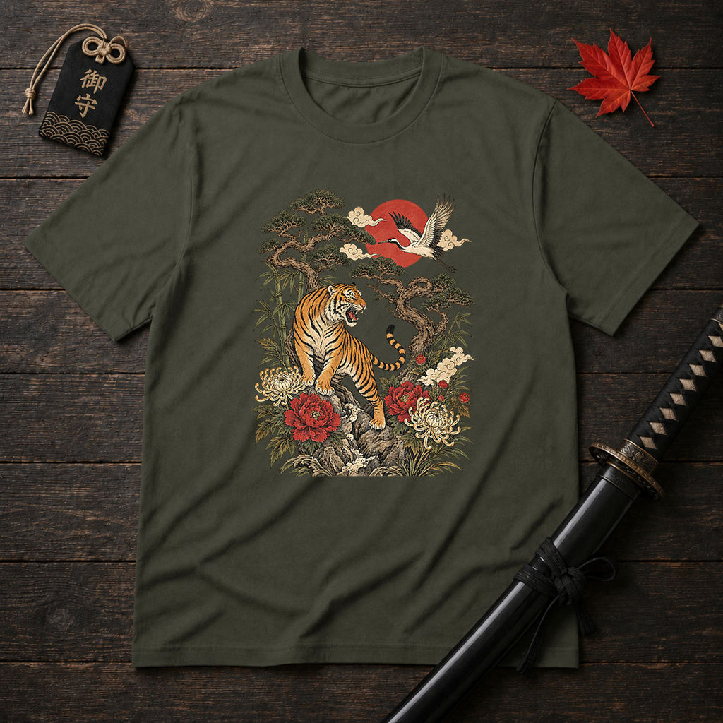 Roaring Tiger And Crane T-Shirt