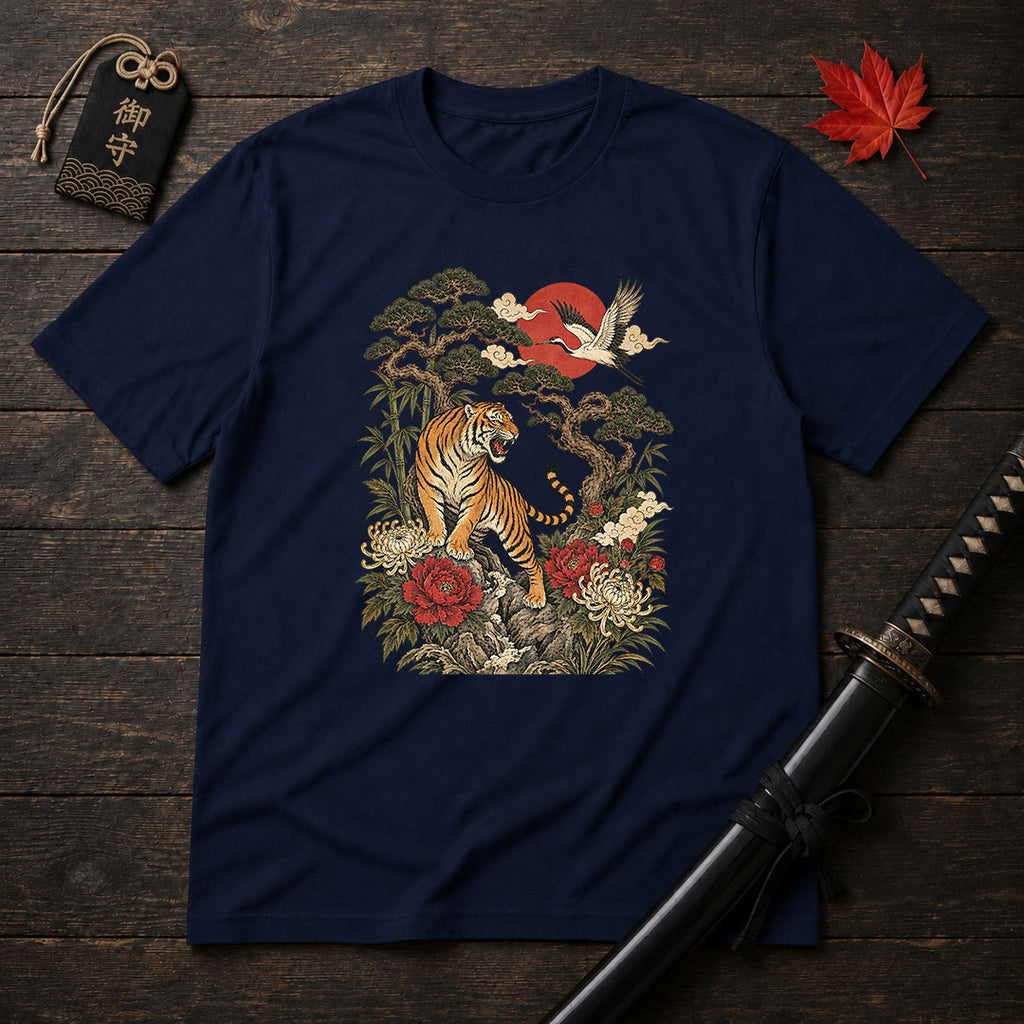Roaring Tiger And Crane T-Shirt