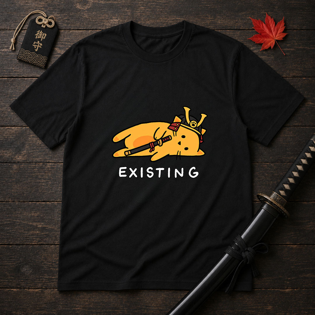 Samurai Cat Lying Down T-Shirt