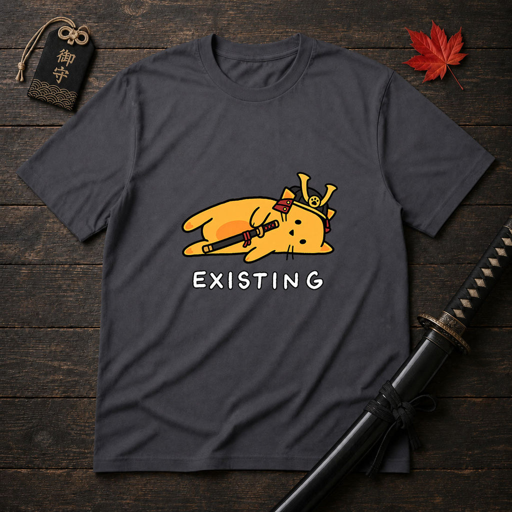 Samurai Cat Lying Down T-Shirt